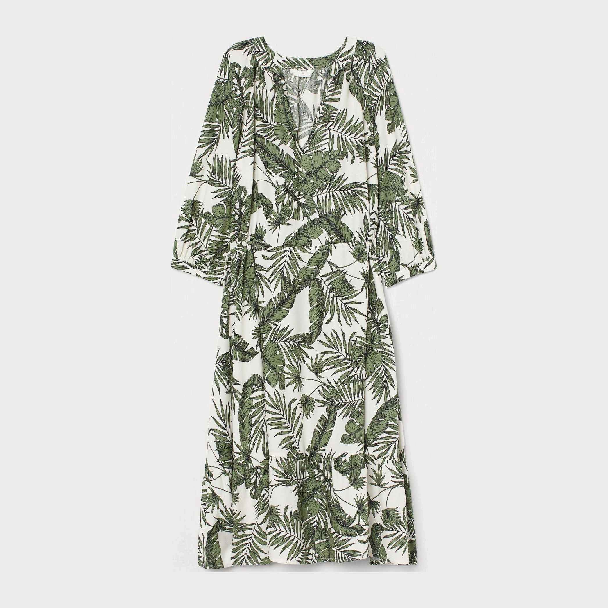

Платье H&M 8519471-ABQJ 48 Молочное с зеленым