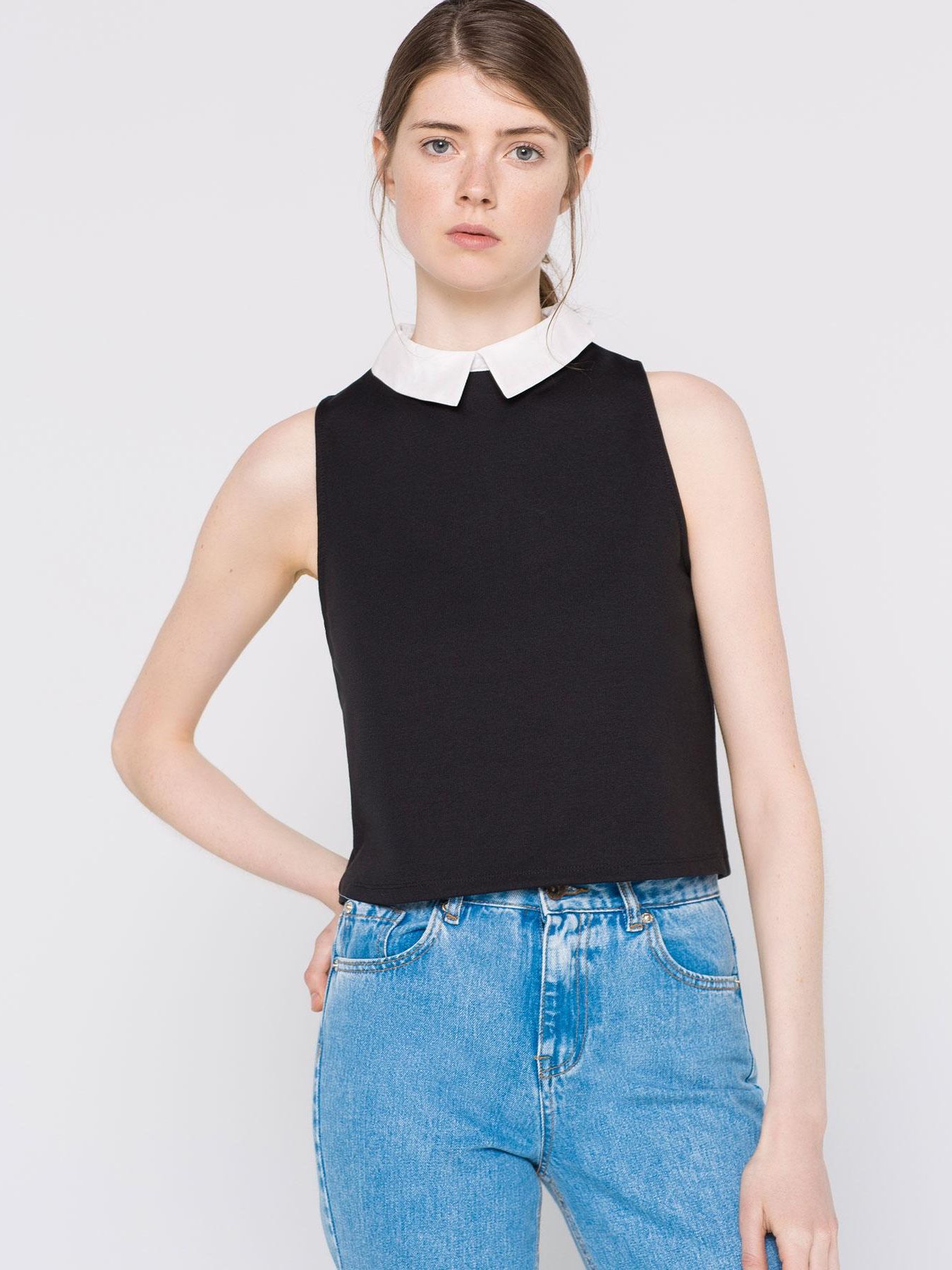 

Блузка Pull & Bear 9239/357/800-ABOU L Черная с белым