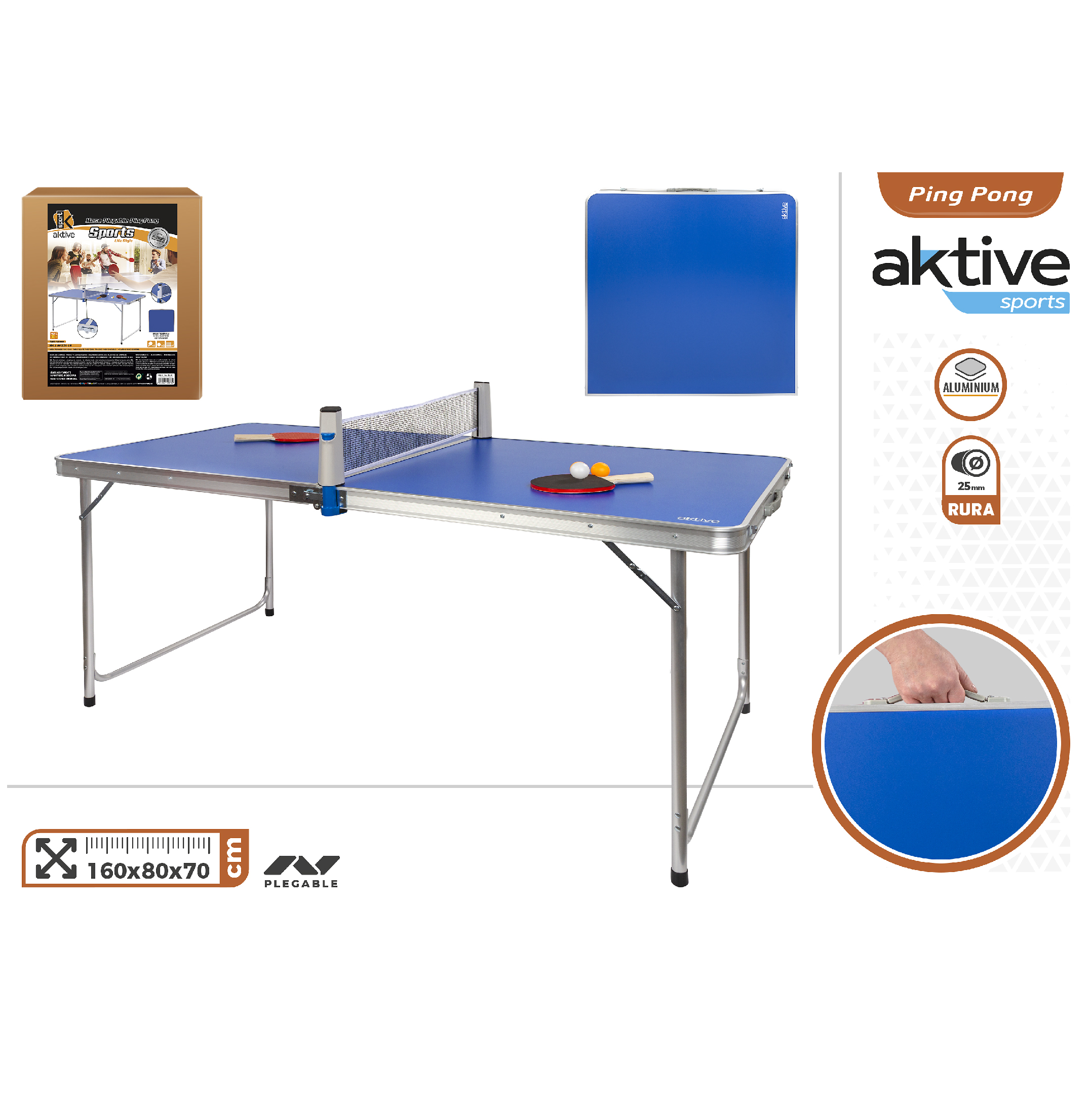 

Стол для настольного тенниса Aktive 52873 складной синий