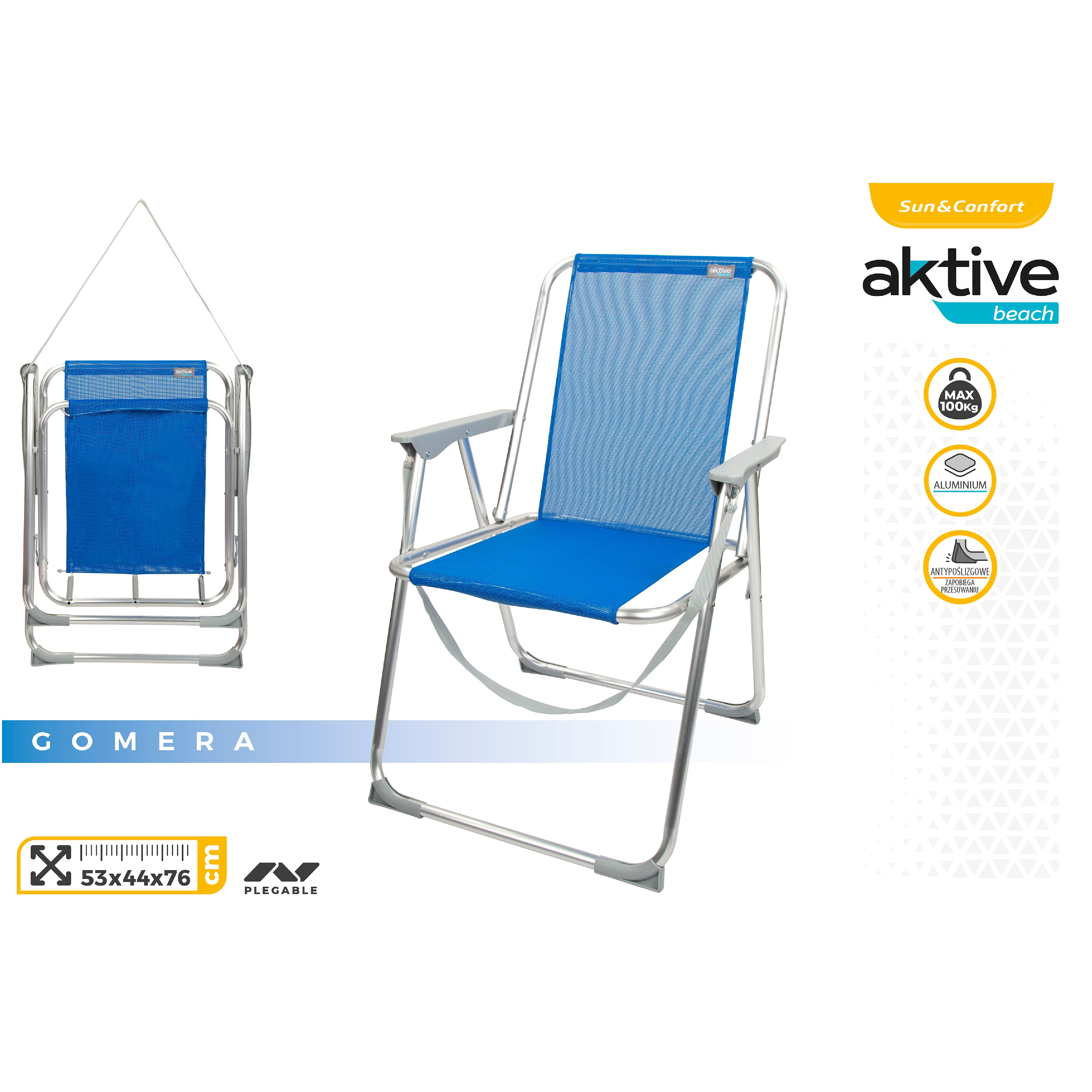 

Кресло раскладное Aktive 62606 высокое темно-синее