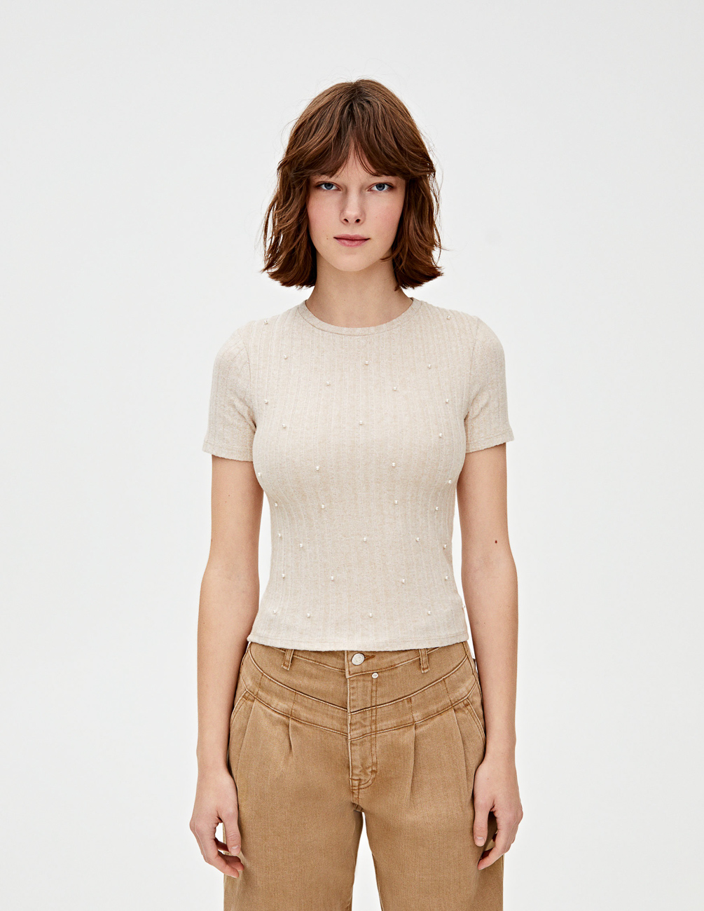 

Футболка PULL & BEAR Ж1066165 (5234/307/711) цвет бежевый S