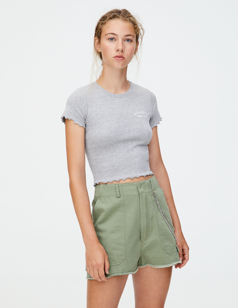 

Футболка PULL & BEAR Ж1066270 (9243/311/828) цвет серый S