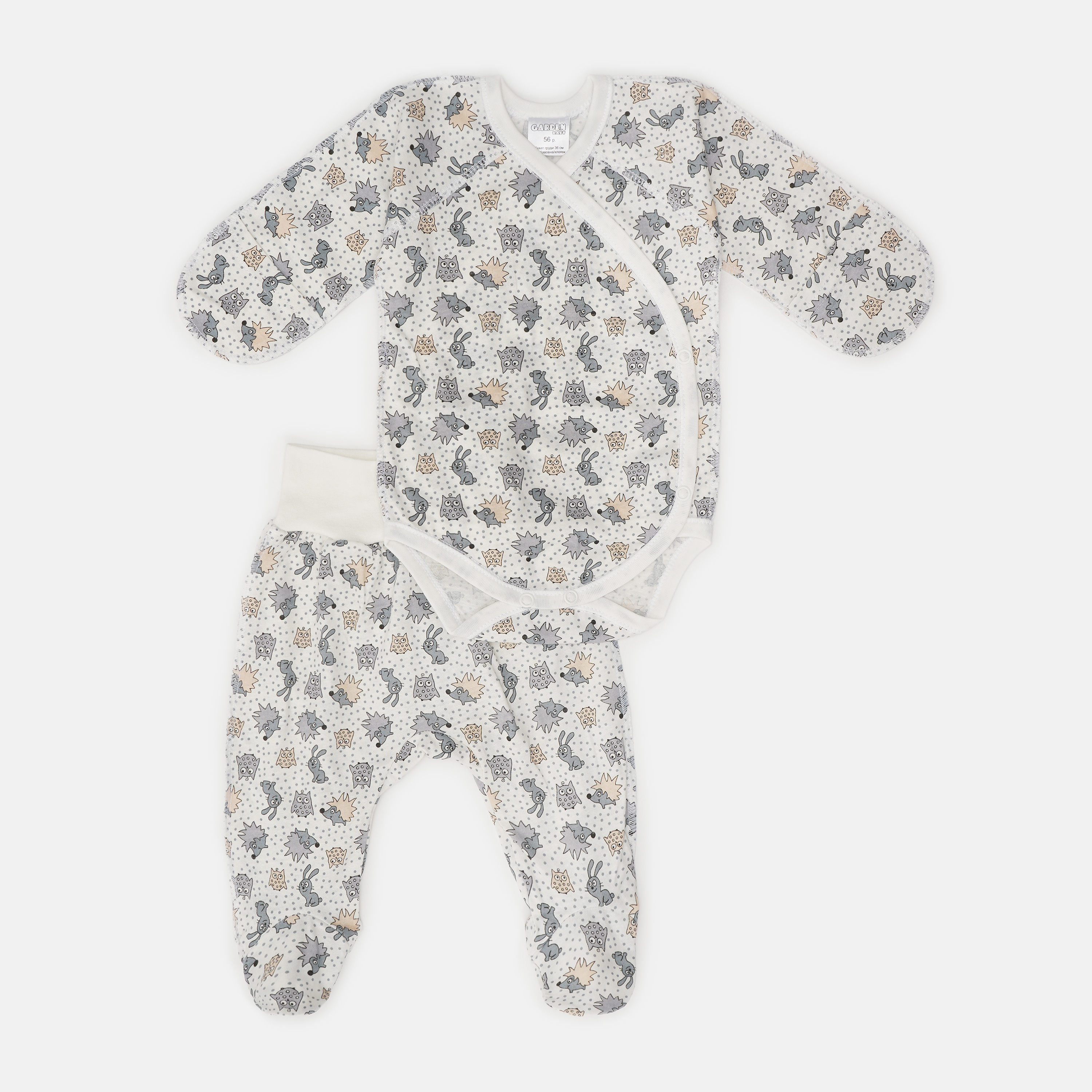 

Комплект (боди + ползунки) Garden Baby 40199-03 62 см Ежики серые