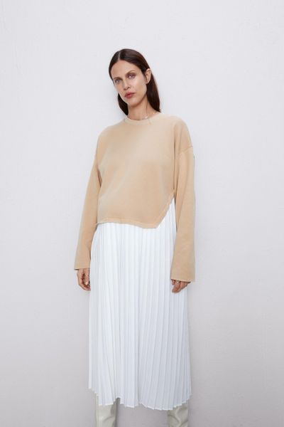 

Платье Zara L Бежево-белое (1203-825)