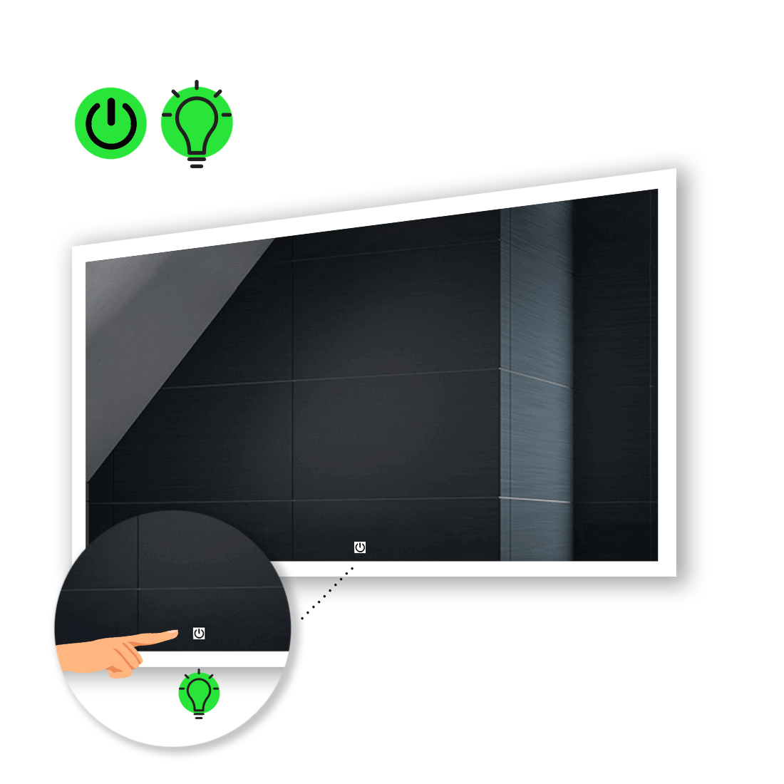 

Зеркало Simphony с Led-подсветкой, одним сенсором 120x100 см