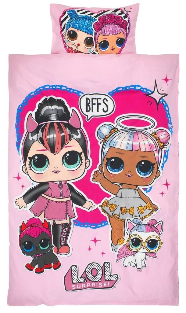 

Детское постельное белье Carbotex LOL кукла ЛОЛ с питомцами полуторный комплект c блестками 140x200 см