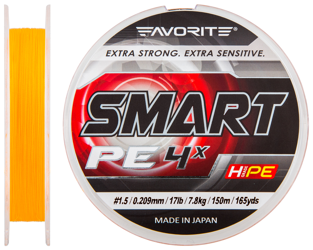 

Шнур Favorite Smart PE 4x 150м (оранж.) #1.5/0.209мм 7.8кг