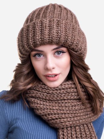 

Шапка + шарф Bakhur 3181 One Size Светло-коричневые