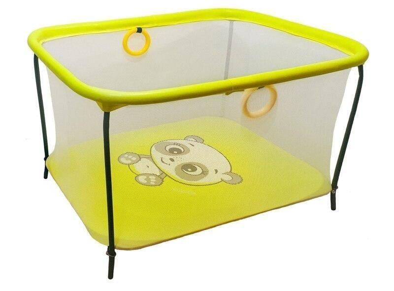 

Манеж игровой с мелкой сеткой Kinderbox Люкс Панда желтая