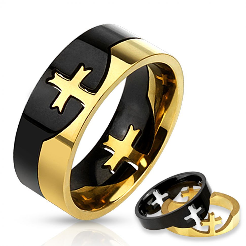 

Кольцо мужское из стали Spikes R-M3292 с крестами из двух частей (Размер 13 (наш 22,3))