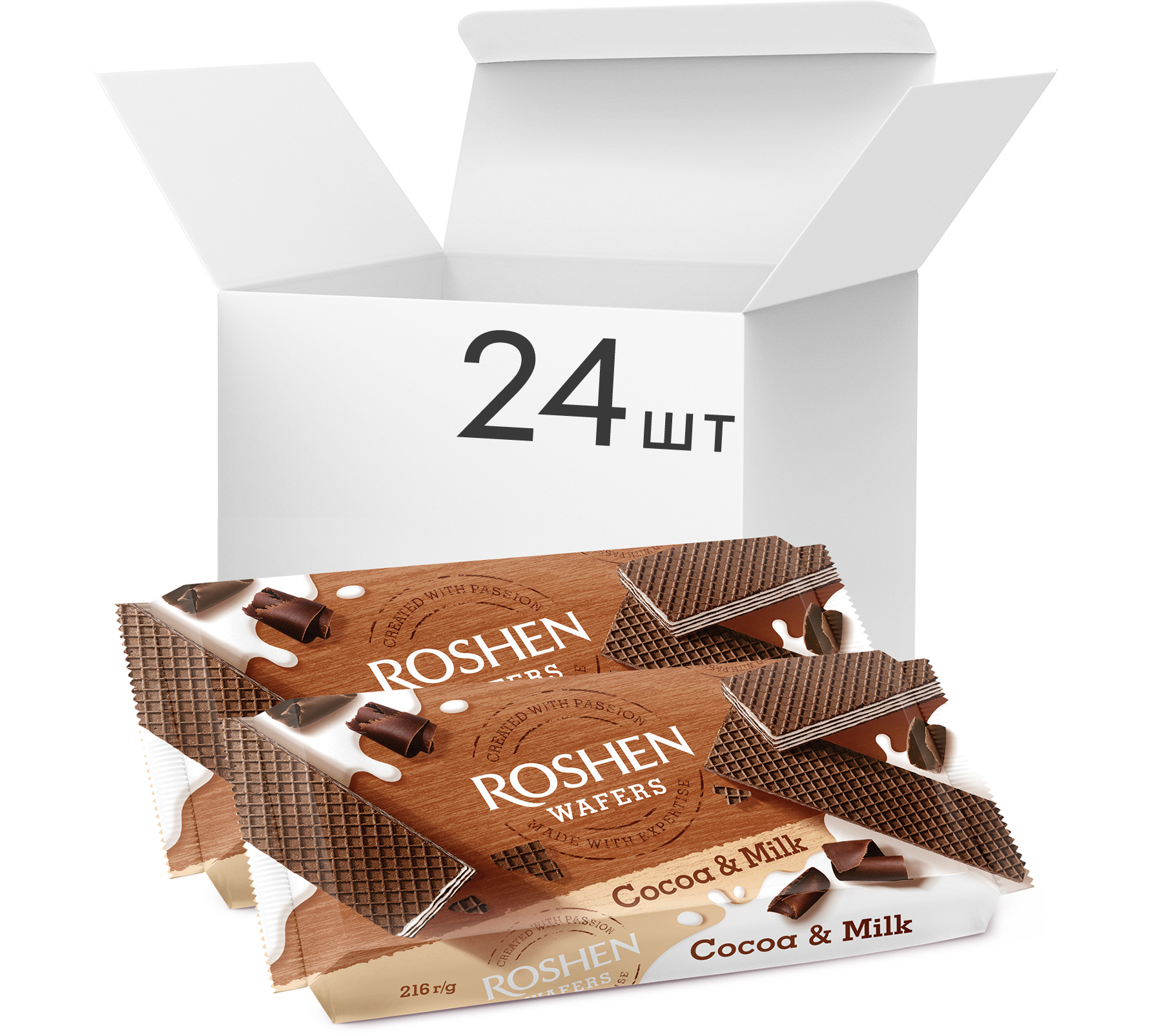 Акция на Упаковка вафель Roshen Wafers Какао-Молоко 216 г х 24 шт (4823077632853) от Rozetka UA