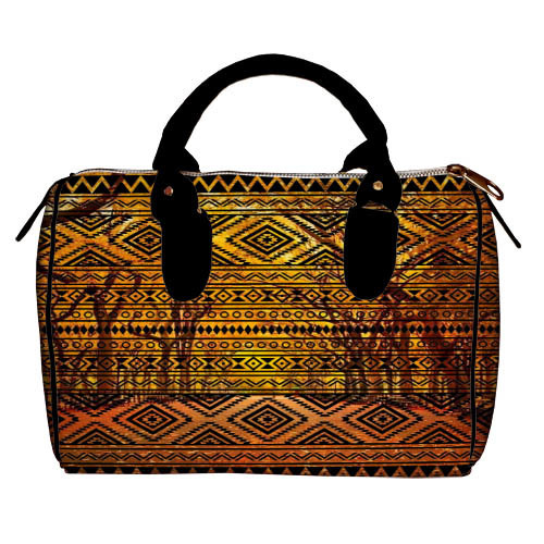 

Сумка бочонок Barrel Presentville Желтый орнамент на черном фоне 28x18x17 см