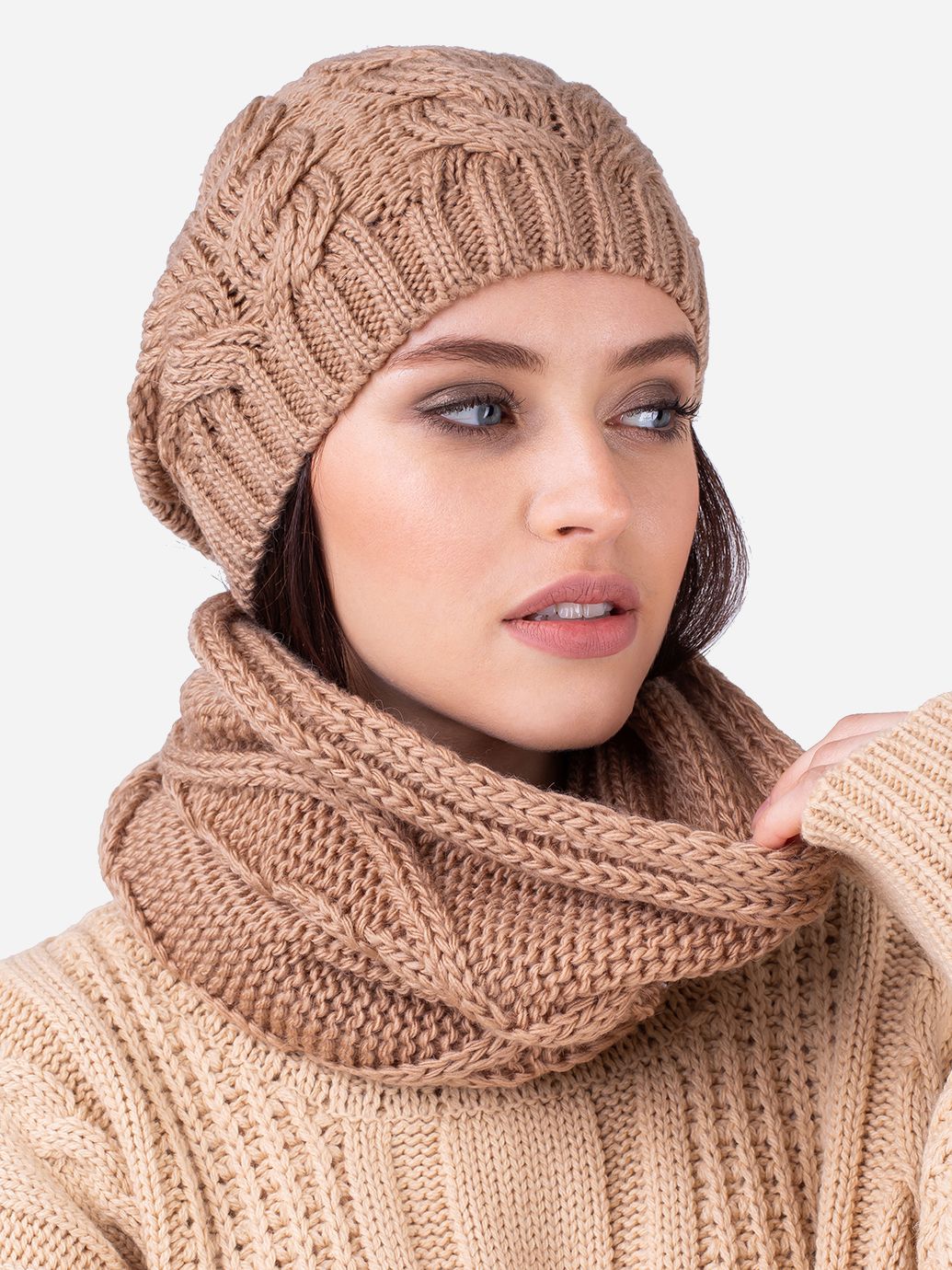 

Комплект (шапка + шарф-хомут) Bakhur 3227  Верблюжий, Комплект (шапка + шарф-хомут) Bakhur 3227 One Size Верблюжий