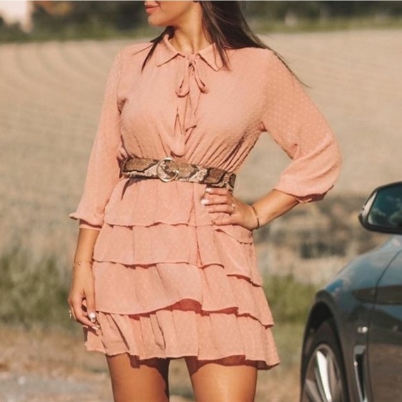 

Платье персиковое с рюшками ZARA 0387/077/613 XS 8447