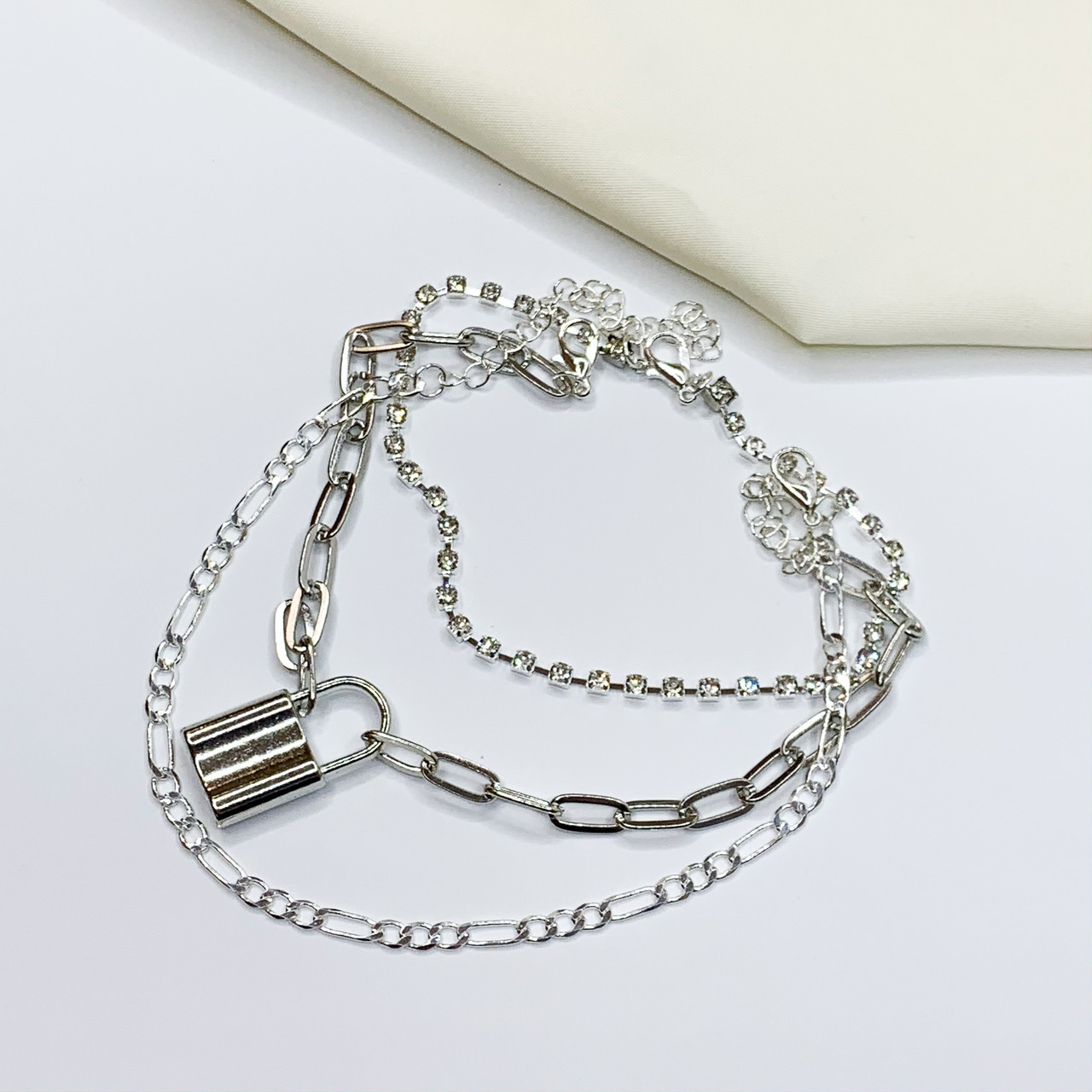 

Женский многослойный ножной браслет Ручная Работа TK00016 Серебристый