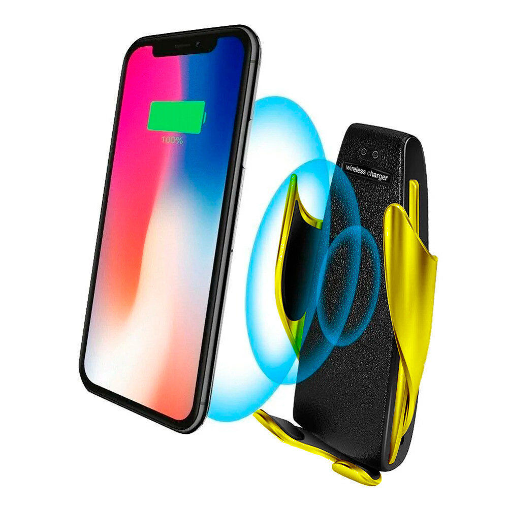 

Держатель в автомобиль с беспроводной зарядкой для телефона (Iphone и Android) Smart Sensor S5