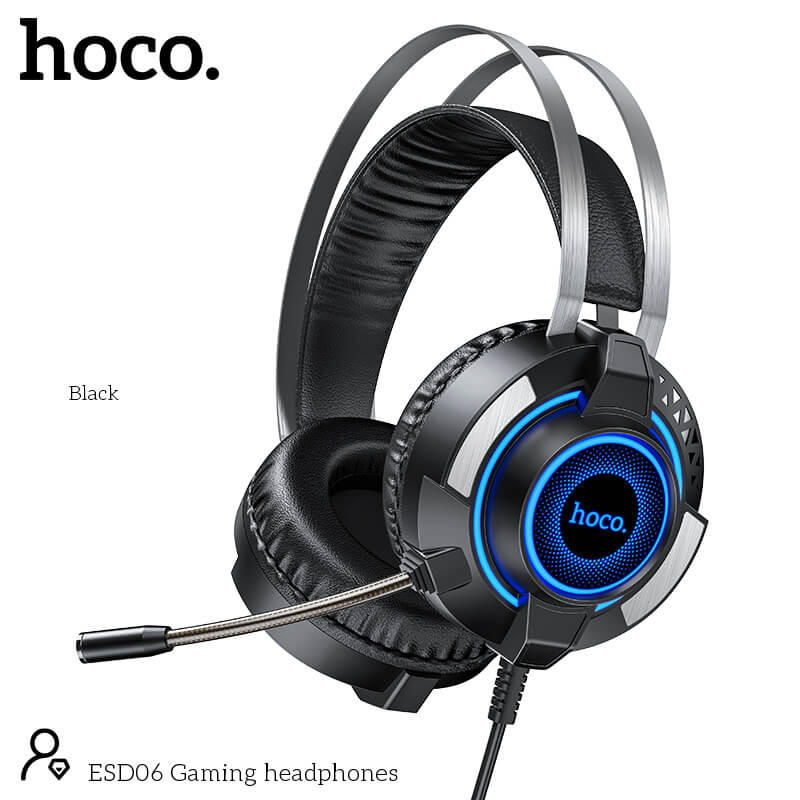

Игровые наушники накладные НОСО Gaming headphones Hi-Res ESD06 black