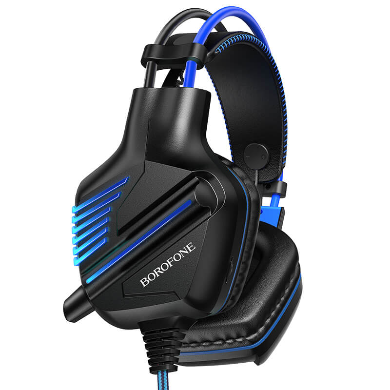 

Игровые наушники накладные BOROFONE Gaming LED Racing headphones Hi-Res BO101 black-blue