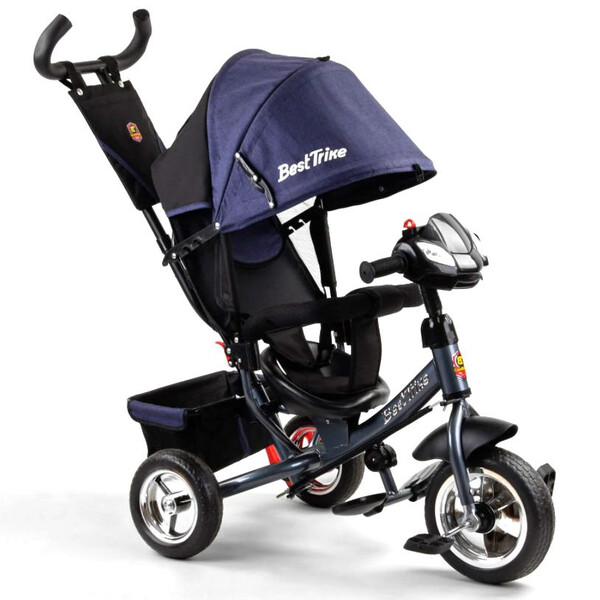 

Велосипед детский трехколесный с ручкой и фарой Best Trike колеса пена Синий (790785)