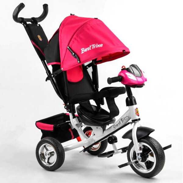 

Трехколесный детский велосипед с ручкой для девочки Best Trike колеса пена Розовый (141380)