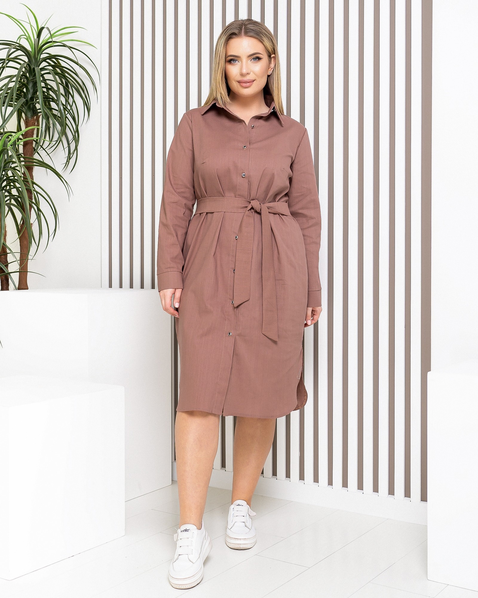 

Платье MaLika рубашка льняное кофе с молоком  3XL, Платье MaLika рубашка льняное кофе с молоком 54 3XL