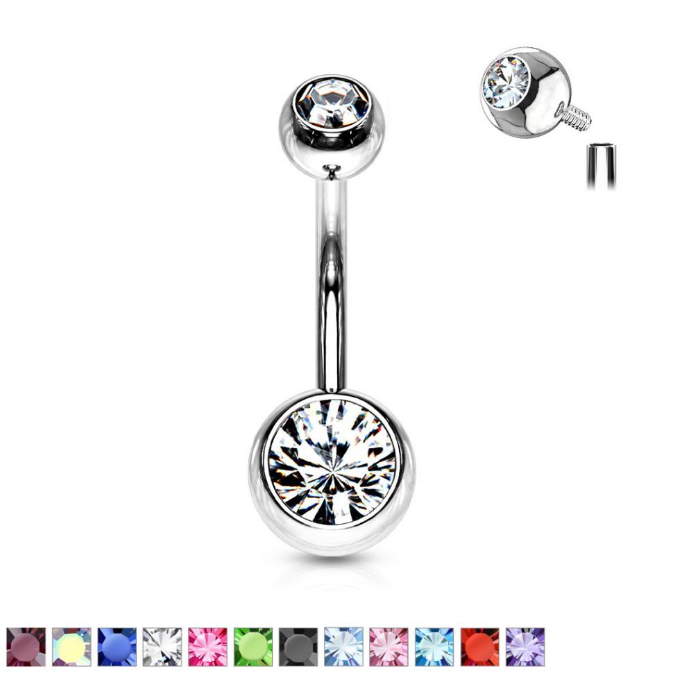 

Пирсинг пупка из стали PiercedFish NSI04 с фианитами (Розовый, штанга: 11 мм)