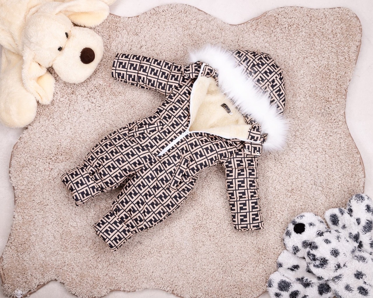 

Комбинезон детский зимний на овчине Natalie Look FF 98-104 см бежево-коричневый
