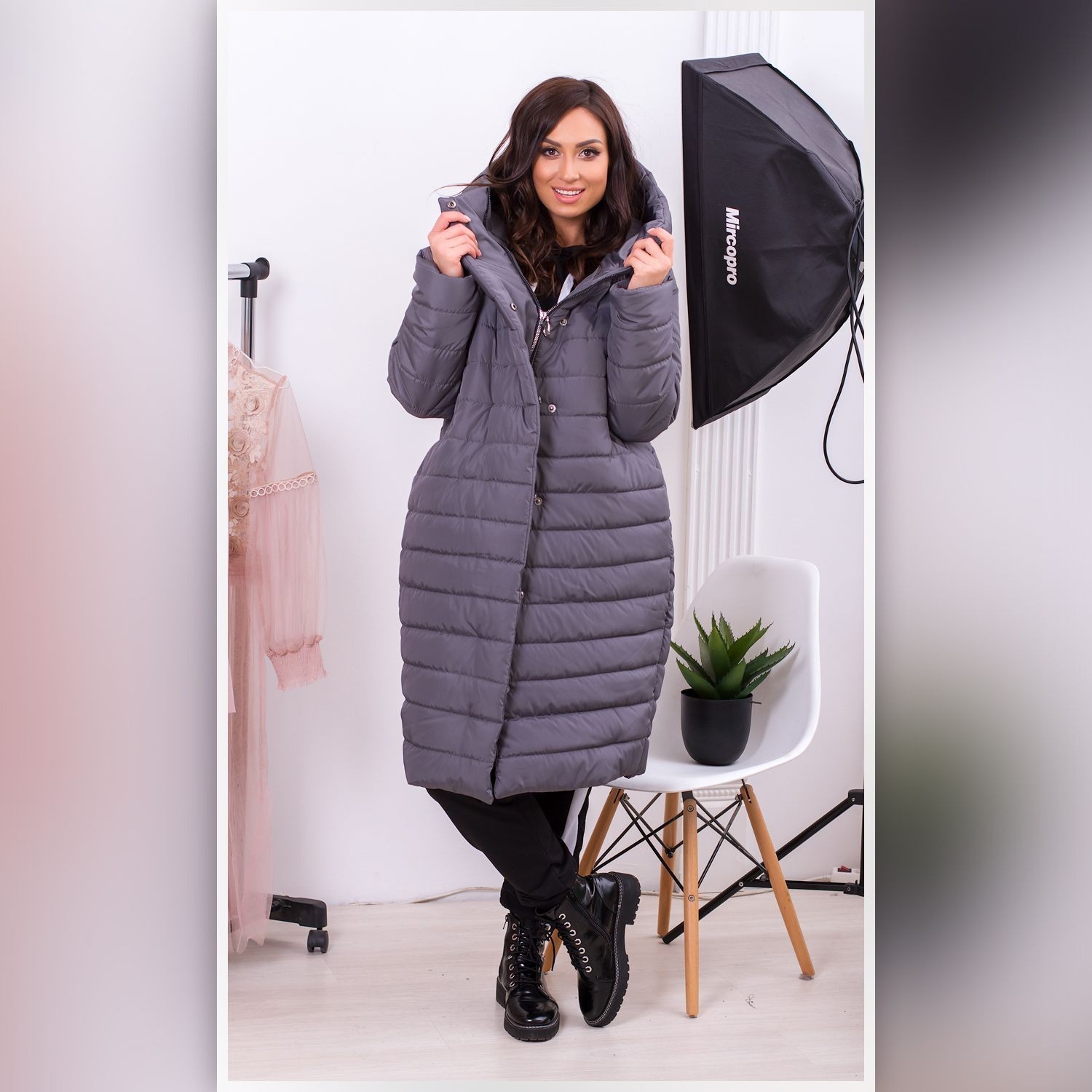 

Куртка кокон Khan Madonna темно-серый 56 XXXXL-XXXXXL