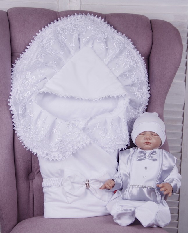 

Летний комплект на выписку для мальчика Brilliantbaby Волшебный белый с серым
