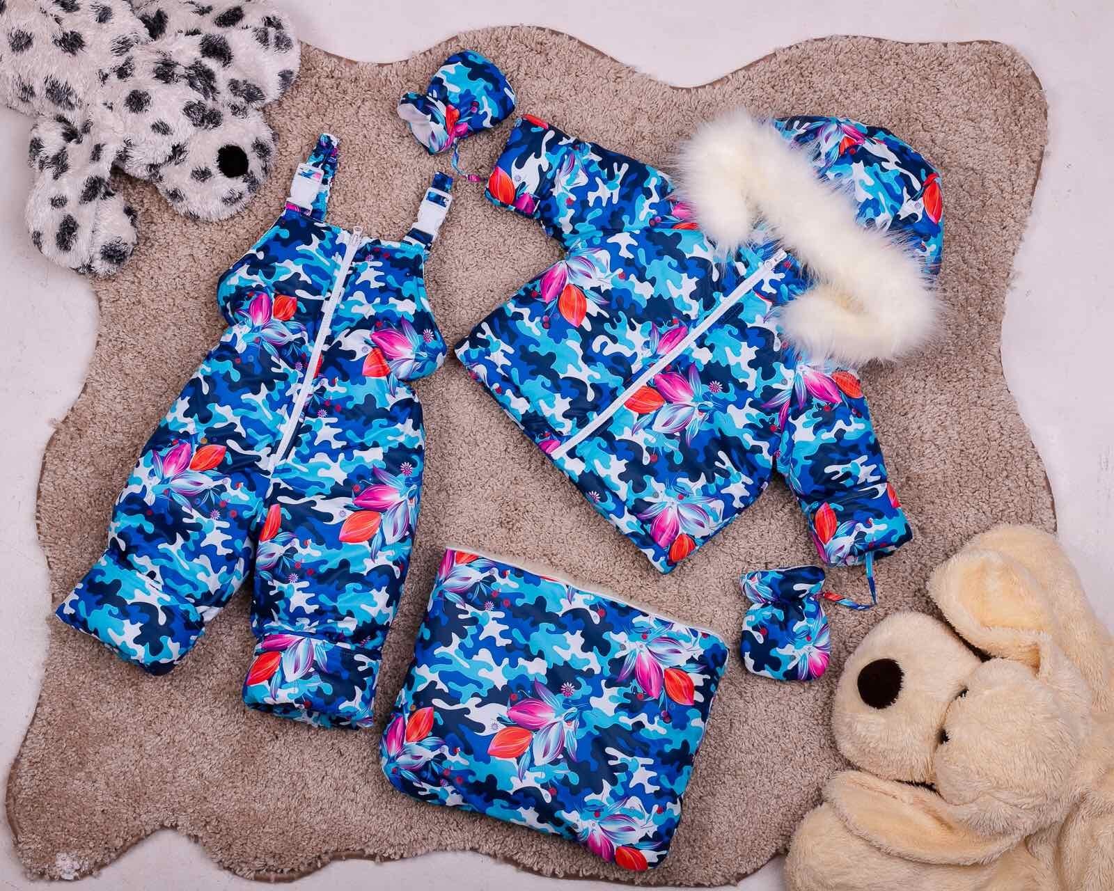 

Зимний комбинезон трансформер тройка Natalie Look 56-86 см камуфляж цветы