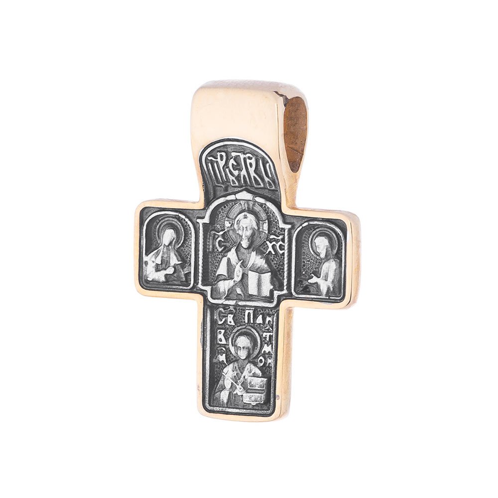 

Серебряный крест с позолотой "Господь Вседержитель и Целитель Пантелеймон" 132396 Оникс