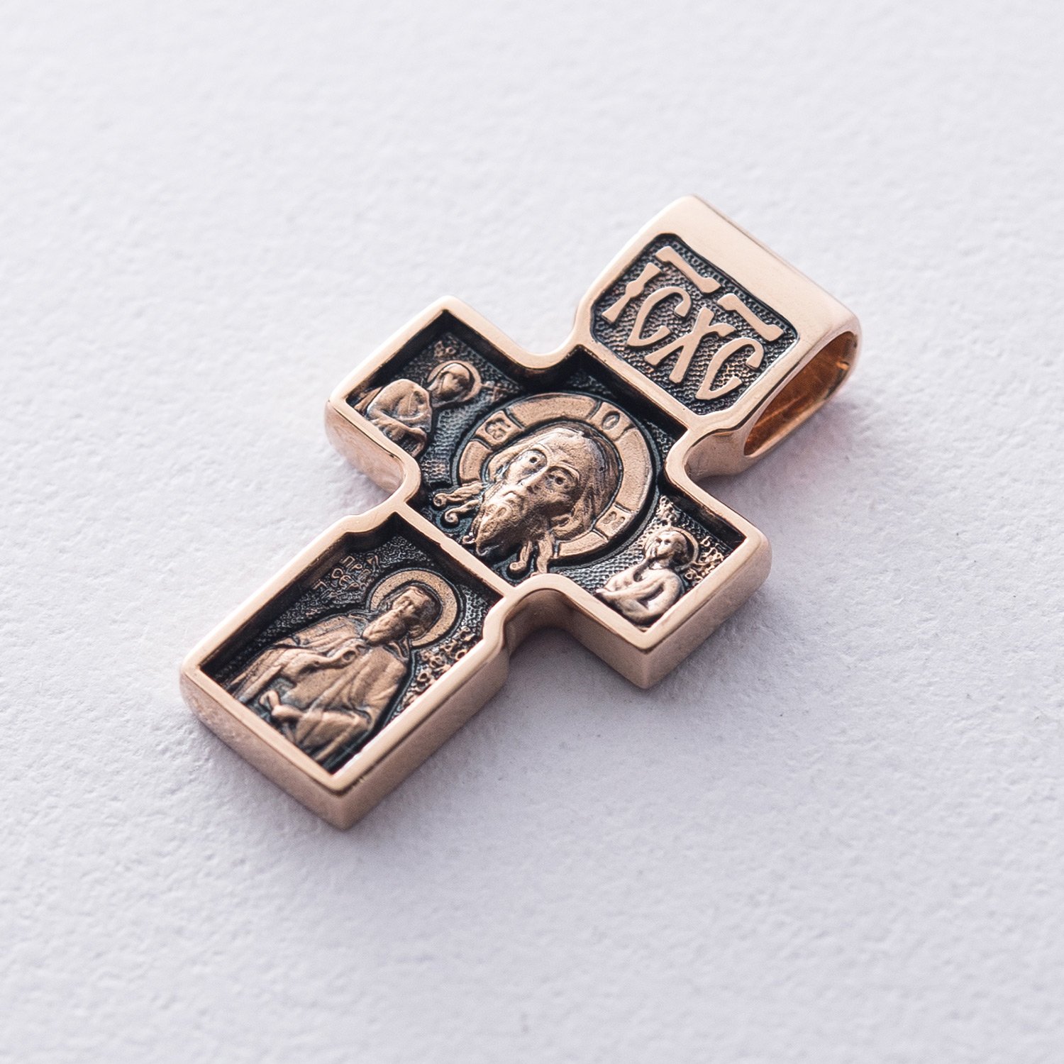 

Золотой православный крест "Спас Нерукотворный. Святитель Николай Чудотворец. Ангел Хранитель" п02644 Оникс