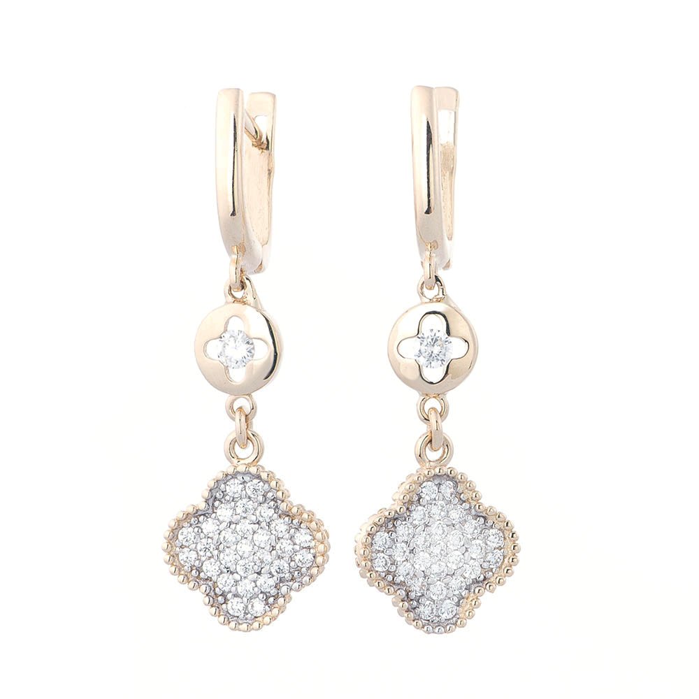 

Золотые серьги "Клевер с фианитами" с04490 Оникс