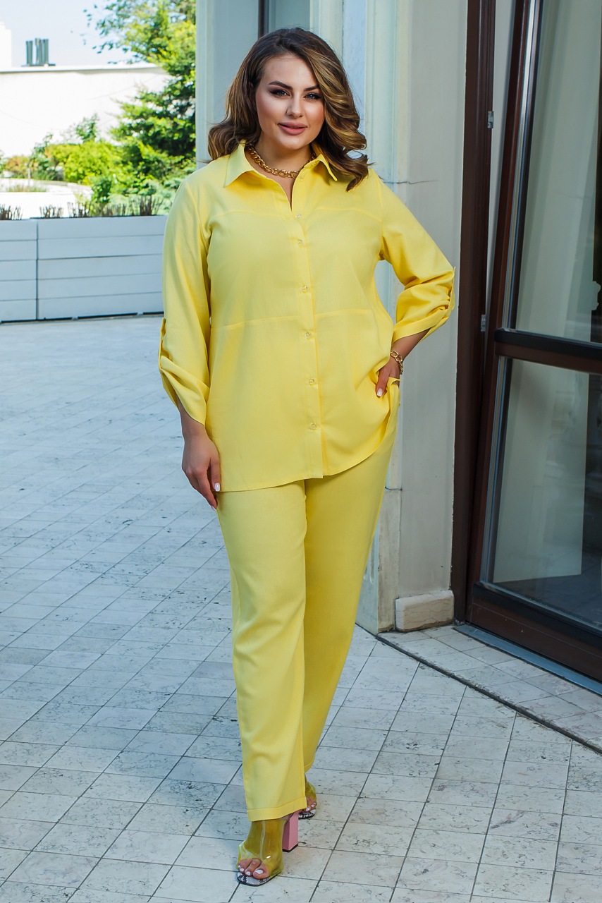 

Льняной костюм из рубашки и брюк Фасон 33014_48-50 48-50