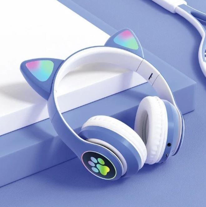 

Беспроводные наушники с кошачьими ушками и RGB подсветкой Cat VZV-23M Blue