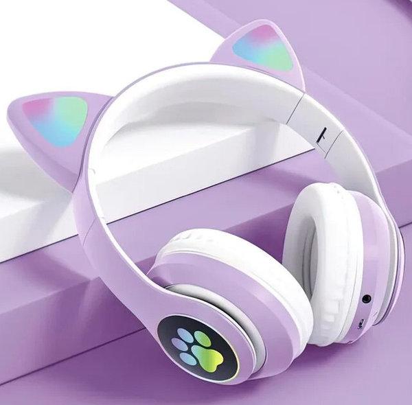 

Беспроводные наушники с кошачьими ушками и RGB подсветкой Cat VZV-23M Purple
