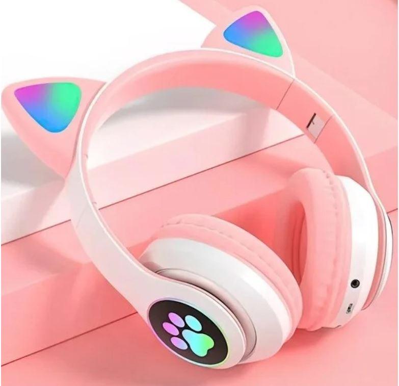 

Беспроводные наушники с кошачьими ушками и RGB подсветкой Cat VZV-23M Pink