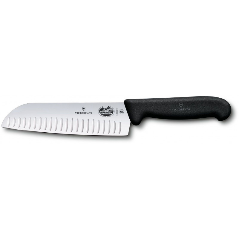 

Кухонный нож Fibrox Santoku 17см рифл. с черн. ручкой (Vx52523.17)