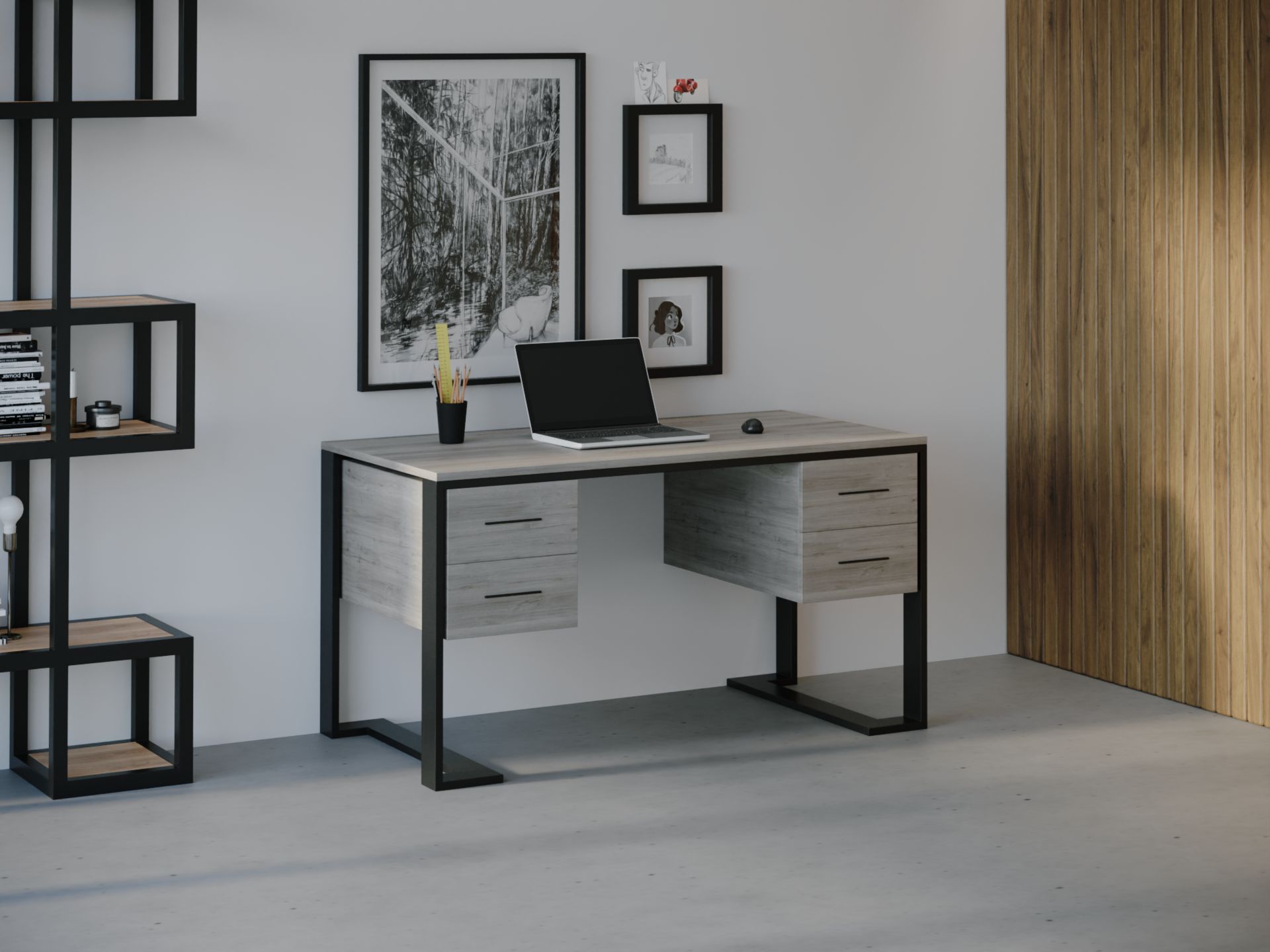 

Компьютерный стол HYGGE HG033 Биф 120 х 80 х 75 см ДСП Дуб Серый