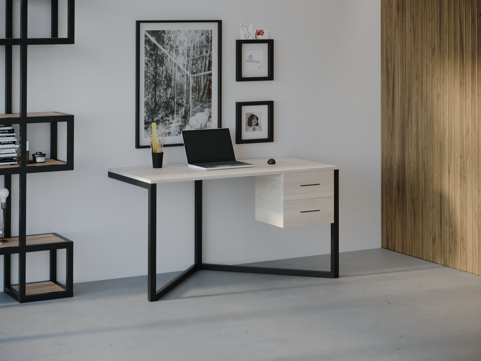 

Компьютерный стол HYGGE HG035 Молде 135 х 80 х 75 см ДСП Дуб Белый