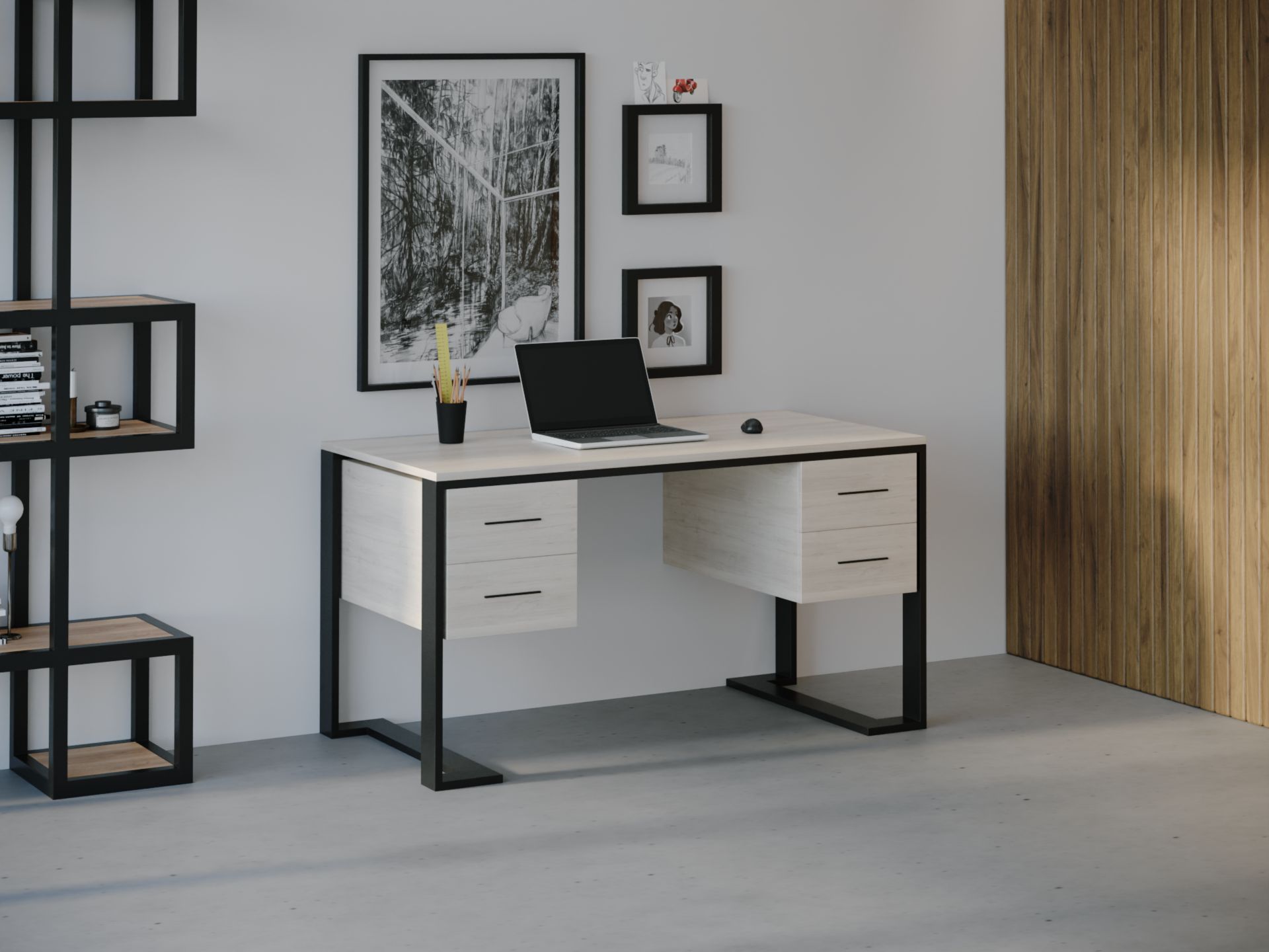 

Компьютерный стол HYGGE HG033 Биф 135 х 80 х 75 см ДСП Дуб Белый