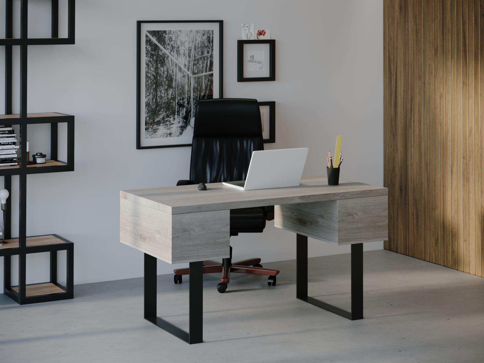

Компьютерный стол HYGGE HG023 Юллінге 135 х 80 х 75 см ДСП Дуб Серый