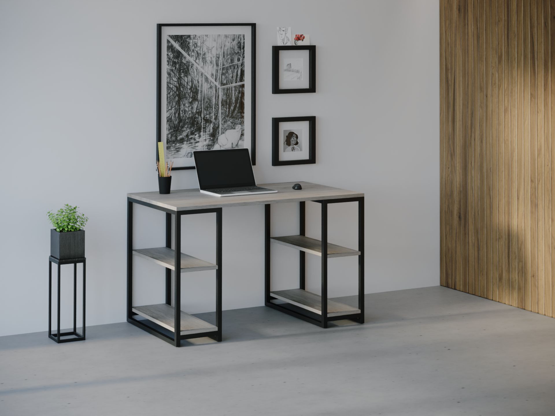 

Компьютерный стол HYGGE HG022 Струер 120 х 80 х 75 см ДСП Дуб Серый