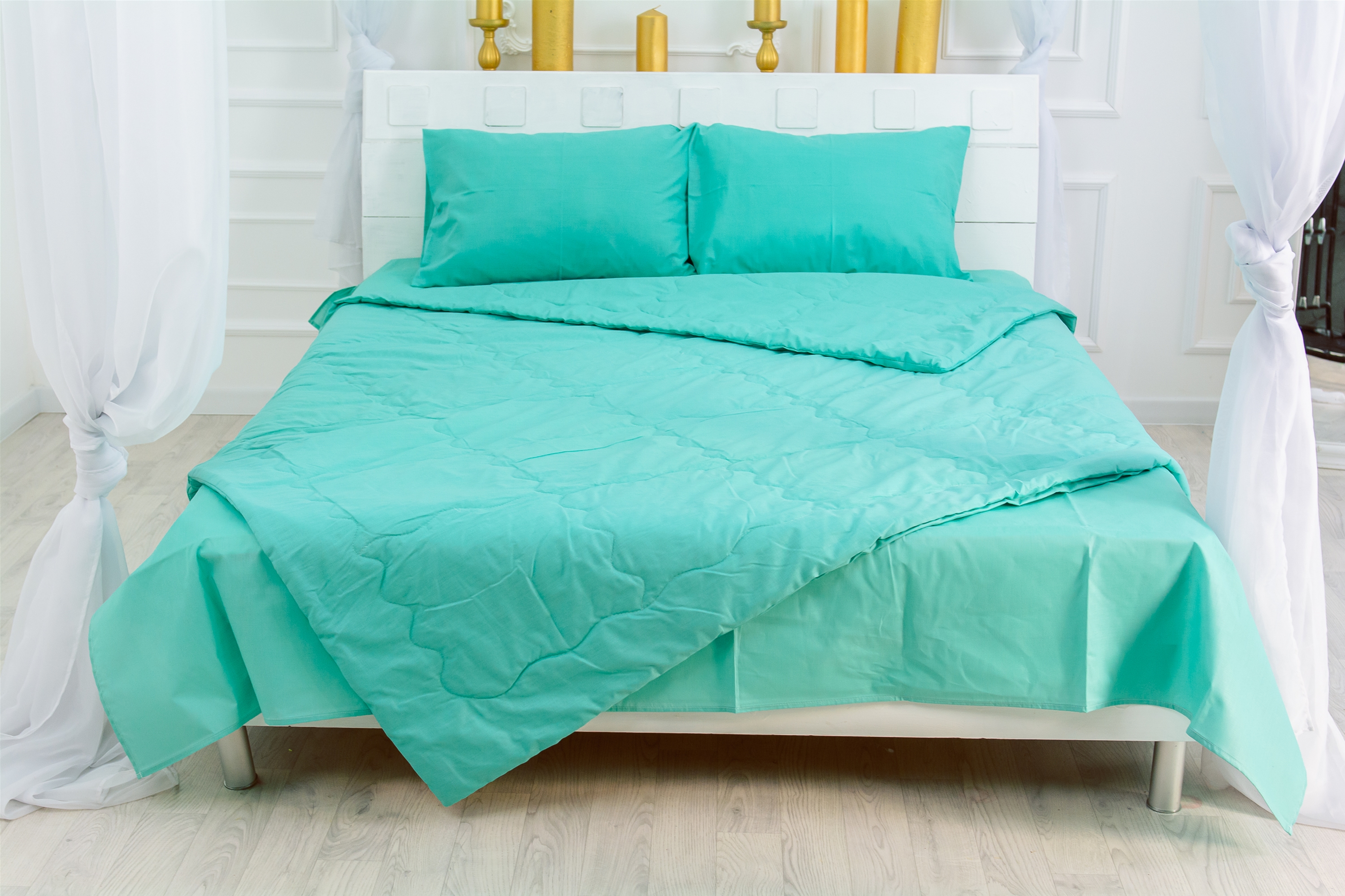 Акция на Летний постельный комплект MirSon №2429 Thinsulate 11-2208 Mint 2 одеяла + 2 подушки 50x70 + 2 наволочки + простынь (2200003102444) от Rozetka UA