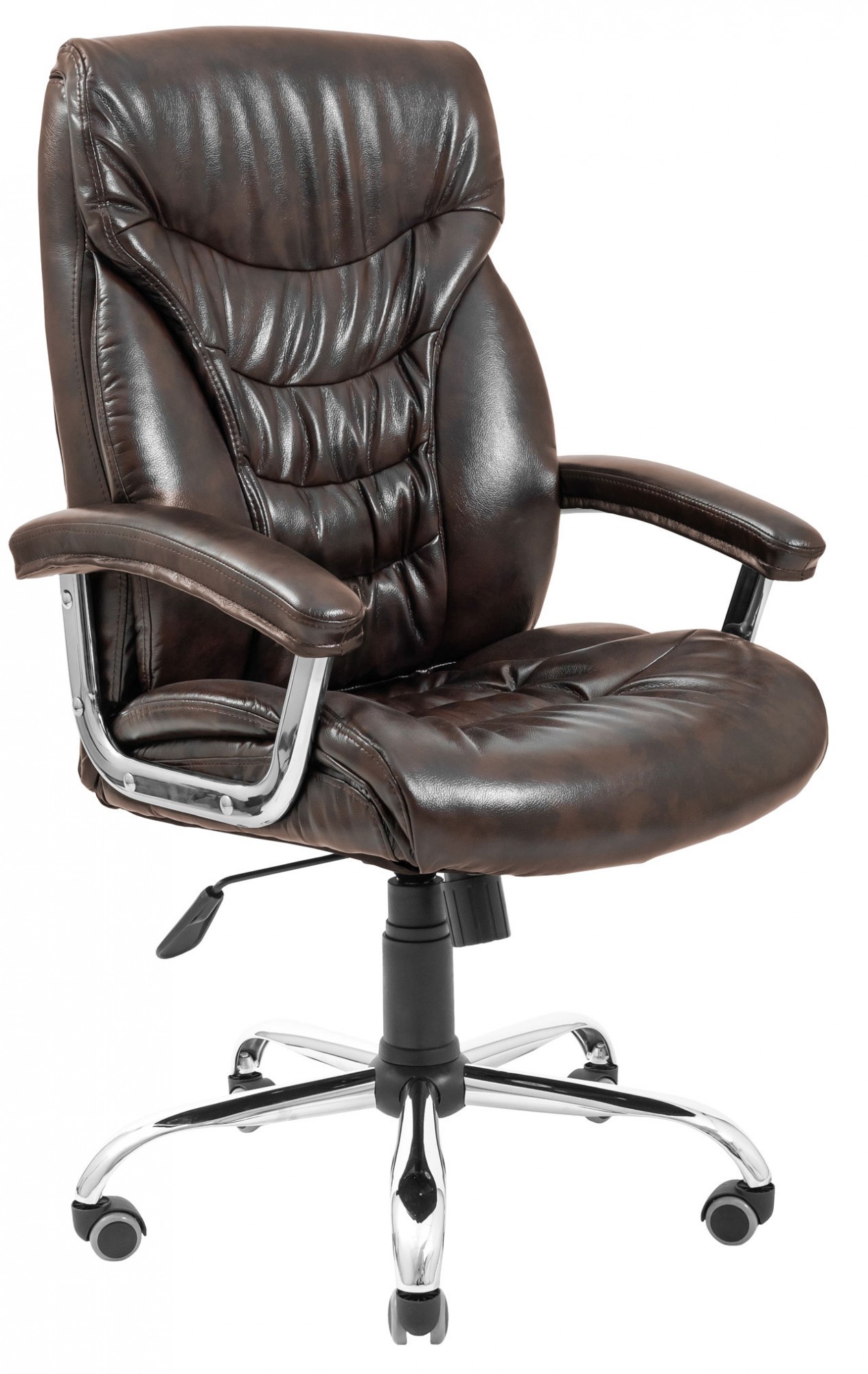 

Офисное Кресло Руководителя Cagliari Титан Dark Brown Хром М2 AnyFix Коричневое