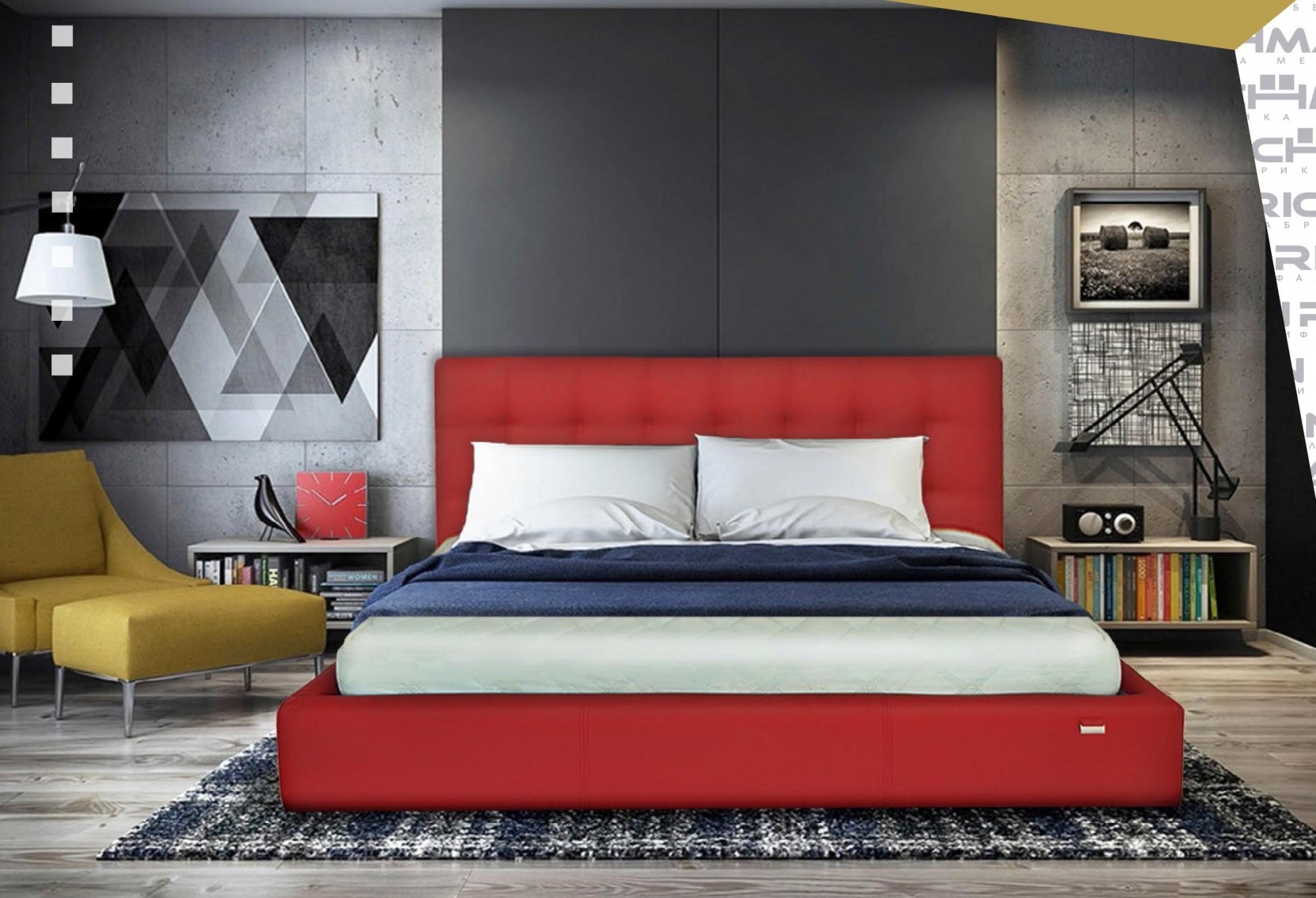 

Кровать Двуспальная Chester Standart 180 х 190 см Fly 2210 Красная