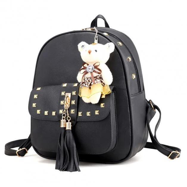 

Женский рюкзак 4в1 чёрный MB Teddy Back Pack Bag Lid