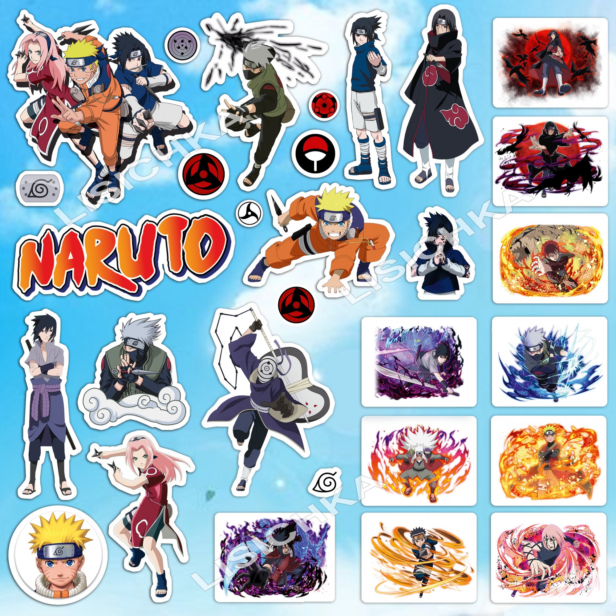 Набор наклеек Naruto с героями любимого аниме, стикеры Наруто 30 шт ...