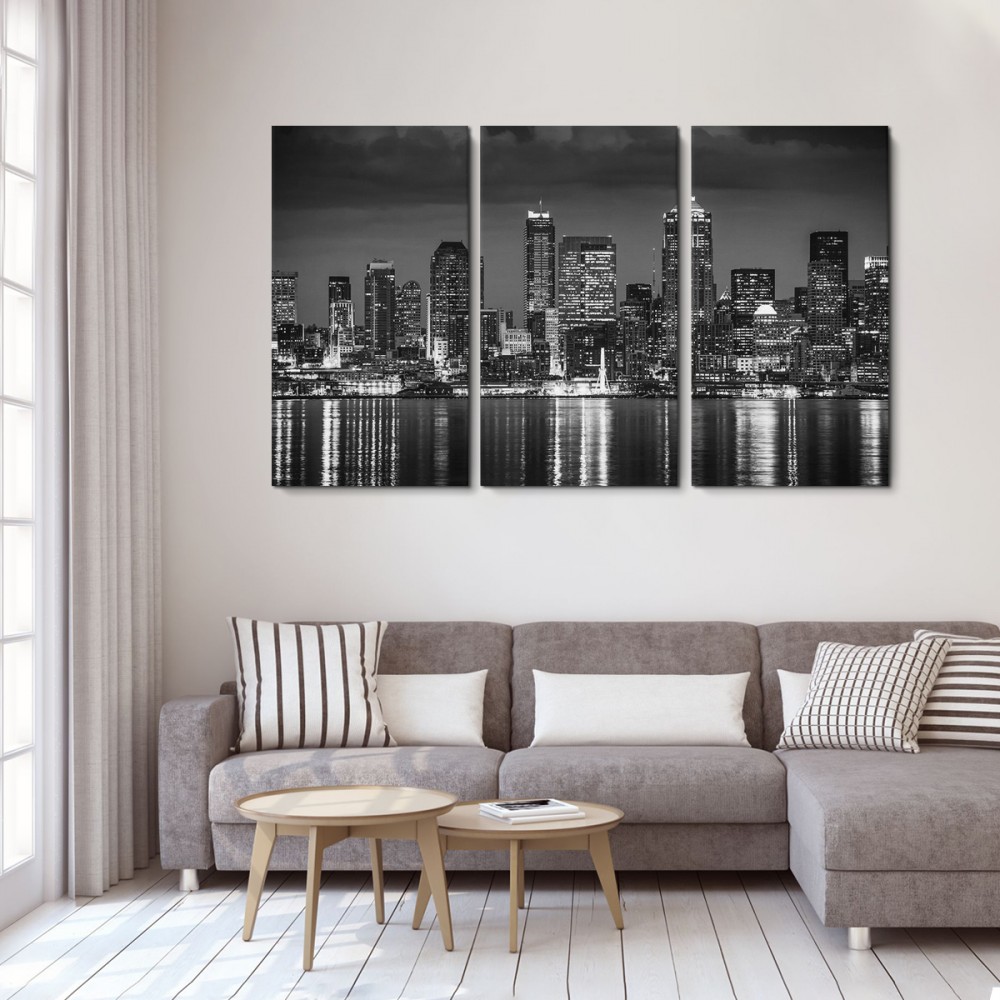 

Модульная картина из трех частей Black city 156x100 см