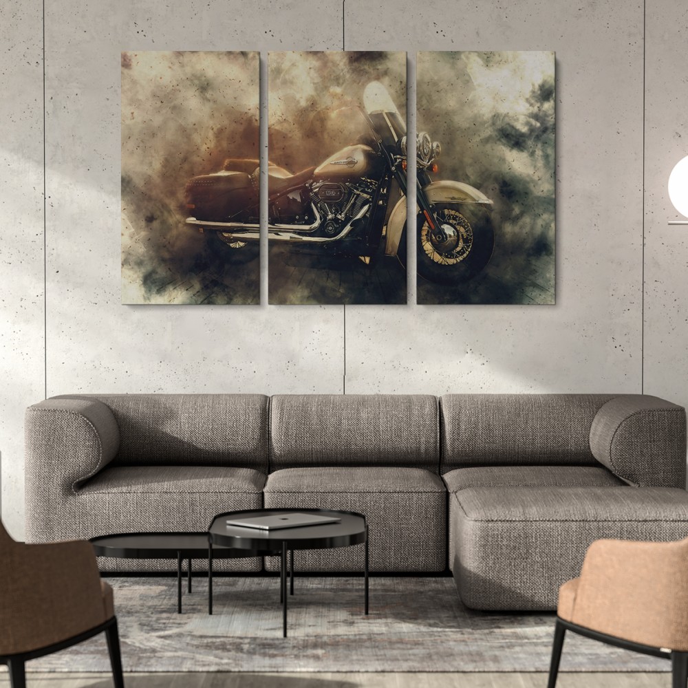 

Модульная картина из трех частей Harley-Davidson 126x80 см